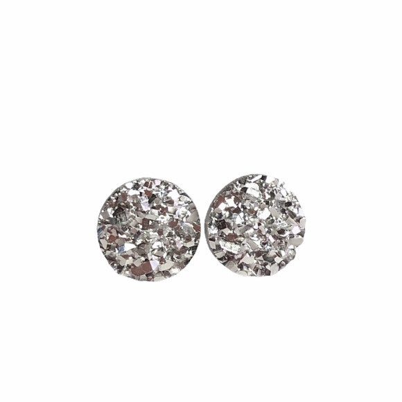 gallery_of_gems Jewelry - Silver Faux Druzy 8mm Post Back Stud Earrings!
